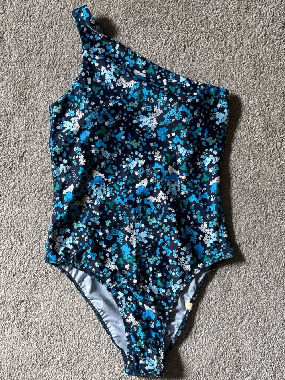 summersalt One-Shoulder Floral Print Swimsuit - Navy, Teal, White